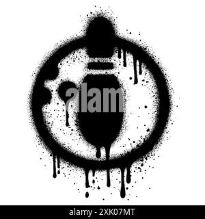 Lackiertes Graffiti Bowling-Symbol, isoliert mit weißem Hintergrund gesprüht. Stock Vektor