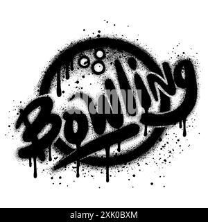 Lackiertes Graffiti Bowling-Symbol, isoliert mit weißem Hintergrund gesprüht. Stock Vektor
