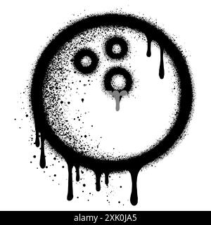 Lackiertes Graffiti Bowling-Symbol, isoliert mit weißem Hintergrund gesprüht. Stock Vektor