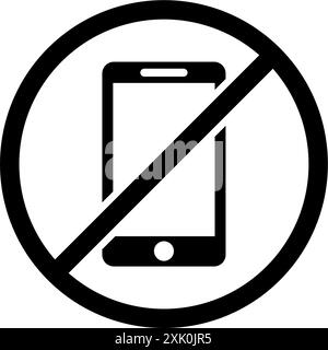 Kein Handyschild, einfaches schwarz-weißes Symbol. Stock Vektor