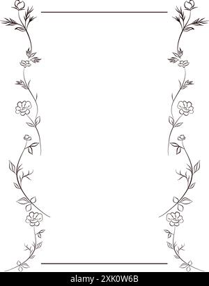 Rahmenschablone mit blumenrand und verzierter Ecke Stock Vektor