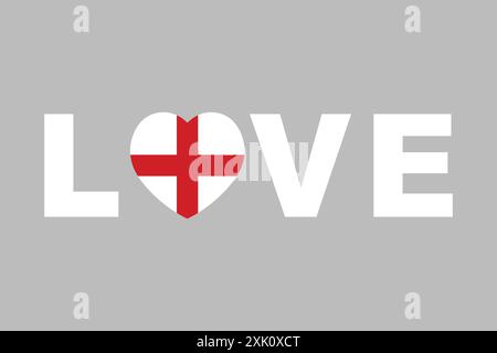 Love Word with England Heart Shape Stock Vektor