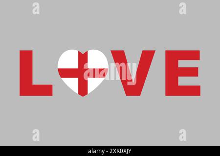 Love Word with England Heart Shape Stock Vektor