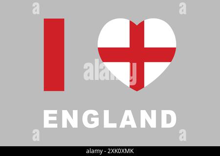 Ich liebe englisches Wort mit englischer Herzform Stock Vektor