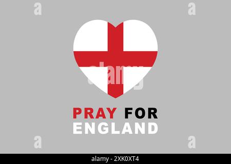 Bete für das englische Wort mit englischer Herzform Stock Vektor