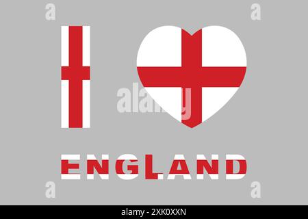 Ich liebe englisches Wort mit englischer Herzform Stock Vektor