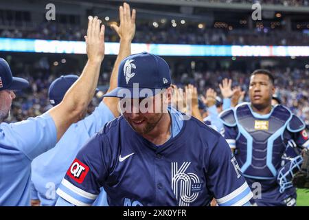 Kansas City, MO, USA. Juli 2024. Kansas City Royals Pitcher Alec Marsh (48), nachdem die Kansas City Royals die Chicago White Sox 7-1 im Kauffman Stadium in Kansas City, MO, besiegt hatten. David Smith/CSM/Alamy Live News Stockfoto