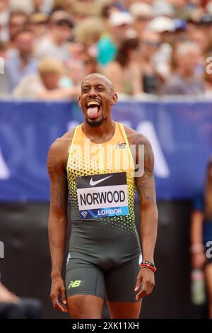 London, Großbritannien. Juli 2024. Vernon NORWOOD (Vereinigte Staaten von Amerika) beim 400 m langen Herrenrennen während der Wanda Diamond League London Athletics Meeting am Samstag, den 20. Juli 2024 im London Stadium in London, England. (Claire Jeffrey/SPP) Credit: SPP Sport Press Photo. /Alamy Live News Stockfoto