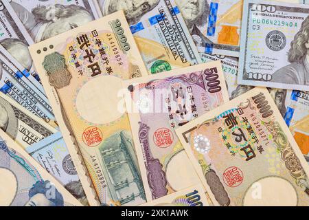In Zeiten der Inflation in Japan werden Ersparnisse beim Kauf von US-Dollar investiert Stockfoto