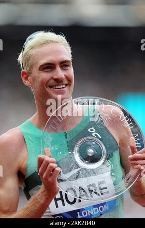 London, Großbritannien. Juli 2024. Oliver HOARE (Australien) Gewinner des Emsley Carr Mile Finales 2024, IAAF Diamond League, London Stadium, Queen Elizabeth Olympic Park, Stratford, London, Großbritannien. Quelle: Simon Balson/Alamy Live News Stockfoto