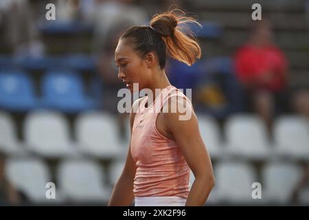 Zheng Qinwen in Aktion während der Palermo Open Ladies WTA 250, dem Internationalen Tennisspiel in Palermo, Italien, 20. Juli 2024 Stockfoto