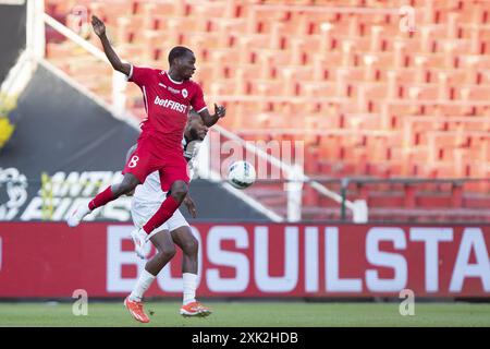 Antwerpen, Belgien. Juli 2024. Der Antwerpener Alhassan Yusuf Abdullahi wurde am Samstag, den 20. Juli 2024, in Antwerpen während eines Freundschaftsspiels zwischen dem belgischen Königlichen Antwerpen FC und dem Italiener Parma Calcio 1913 in Aktion gezeigt, um sich auf die kommende Saison 2024-2025 vorzubereiten. BELGA FOTO KRISTOF VAN ACCOM Credit: Belga News Agency/Alamy Live News Stockfoto