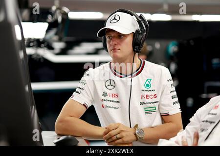 SCHUMACHER Mick (ger), Reservefahrer des Mercedes AMG F1 Teams, Porträt während des Formel-1-Großen Preises von Ungarn 2024, 13. Runde der Formel-1-Weltmeisterschaft 2024 vom 19. Bis 21. Juli 2024 auf dem Hungaroring in Mogyorod, Ungarn Stockfoto