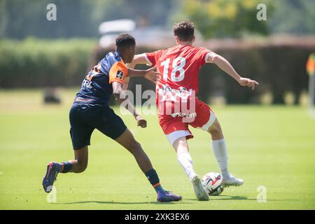 Les Preses, Esp. Juli 2024. Girona FC gegen Montpellier HSC 20. Juli 2024 Ladislav Krejci (18) von Girona FC während des Freundschaftsspiels zwischen Girona FC und Montpellier HSC, das in den Sportstätten des Royalverd Training Center ausgetragen wurde. Les Preses, Girona Credit: Rosdemora/Alamy Live News Stockfoto