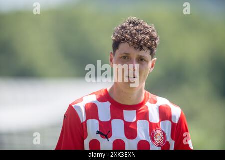 Les Preses, Esp. Juli 2024. Girona FC gegen Montpellier HSC 20. Juli 2024 Ladislav Krejci (18) von Girona FC während des Freundschaftsspiels zwischen Girona FC und Montpellier HSC, das in den Sportstätten des Royalverd Training Center ausgetragen wurde. Les Preses, Girona Credit: Rosdemora/Alamy Live News Stockfoto