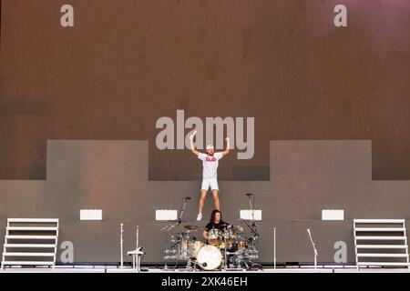 Twin Lakes, USA. Juli 2024. Bailey Zimmerman während des Country Thunder Music Festivals am 20. Juli 2024 in Twin Lakes, Wisconsin (Foto: Daniel DeSlover/SIPA USA) Credit: SIPA USA/Alamy Live News Stockfoto