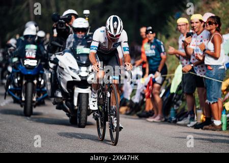 Nizza - Col de la Couillole, Frankreich. Juli 2024. Bild von Zac Williams/SWpix.com - 20/07/2024 - Radfahren - 2024 Tour de France - Stage 20, Nizza - Col de la Couillole, Frankreich - Remco Evenepoel, Soudal Quickstep. Quelle: SWpix/Alamy Live News Stockfoto