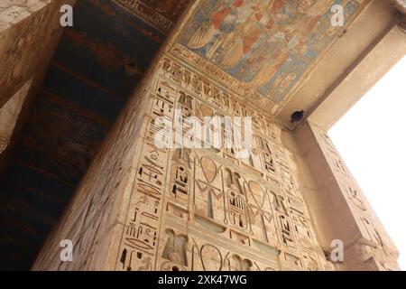 altägyptischer Tempel von Medinet Habu (Tempel von Ramsess III) Stockfoto