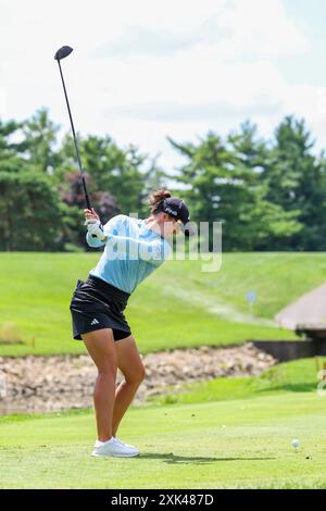 Sylvania, Ohio, USA. Juli 2024. LINN GEWÄHRT 25 Schweden Abschläge auf dem dritten Loch der Dana Open im Highland Meadows Golf Club in Sylvania, Ohio. Grant beendete die Runde fünf Schüsse aus der Führung. (Kreditbild: © Brian Dempsey/ZUMA Press Wire) NUR REDAKTIONELLE VERWENDUNG! Nicht für kommerzielle ZWECKE! Quelle: ZUMA Press, Inc./Alamy Live News Stockfoto