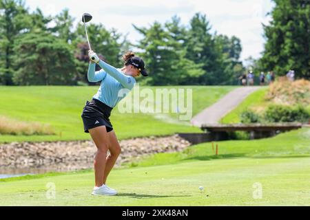 Sylvania, Ohio, USA. Juli 2024. LINN GEWÄHRT 25 Schweden Abschläge auf dem dritten Loch der Dana Open im Highland Meadows Golf Club in Sylvania, Ohio. Grant beendete die Runde fünf Schüsse aus der Führung. (Kreditbild: © Brian Dempsey/ZUMA Press Wire) NUR REDAKTIONELLE VERWENDUNG! Nicht für kommerzielle ZWECKE! Quelle: ZUMA Press, Inc./Alamy Live News Stockfoto