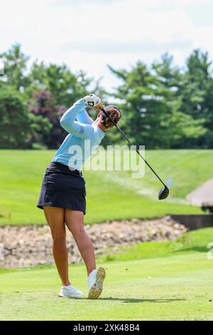 Sylvania, Ohio, USA. Juli 2024. LINN GEWÄHRT 25 Schweden Abschläge auf dem dritten Loch der Dana Open im Highland Meadows Golf Club in Sylvania, Ohio. Grant beendete die Runde fünf Schüsse aus der Führung. (Kreditbild: © Brian Dempsey/ZUMA Press Wire) NUR REDAKTIONELLE VERWENDUNG! Nicht für kommerzielle ZWECKE! Quelle: ZUMA Press, Inc./Alamy Live News Stockfoto