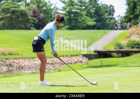 Sylvania, Ohio, USA. Juli 2024. LINN GEWÄHRT 25 Schweden Abschläge auf dem dritten Loch der Dana Open im Highland Meadows Golf Club in Sylvania, Ohio. Grant beendete die Runde fünf Schüsse aus der Führung. (Kreditbild: © Brian Dempsey/ZUMA Press Wire) NUR REDAKTIONELLE VERWENDUNG! Nicht für kommerzielle ZWECKE! Quelle: ZUMA Press, Inc./Alamy Live News Stockfoto