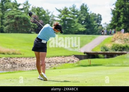 Sylvania, Ohio, USA. Juli 2024. LINN GEWÄHRT 25 Schweden Abschläge auf dem dritten Loch der Dana Open im Highland Meadows Golf Club in Sylvania, Ohio. Grant beendete die Runde fünf Schüsse aus der Führung. (Kreditbild: © Brian Dempsey/ZUMA Press Wire) NUR REDAKTIONELLE VERWENDUNG! Nicht für kommerzielle ZWECKE! Quelle: ZUMA Press, Inc./Alamy Live News Stockfoto