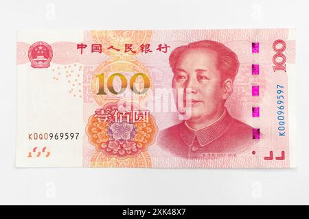 100 Yuan china-Banknote mit Mao Zedong-Porträt Stockfoto