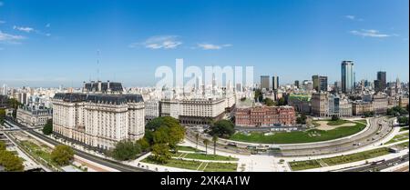 Buenos Aires, Argentinien: Panoramablick auf das historische Viertel von Buenos Aires mit der Casa Rosada, dem Pink House, am Plaza de Mayo in A Stockfoto