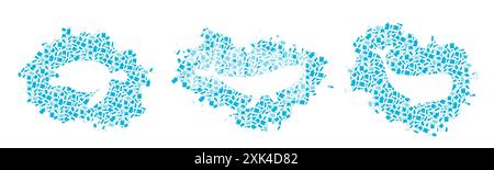 Plastikmüll Meeresumwelt Problem Konzept Vektor Illustration. Silhouette von Meerestieren in Plastikmüll, flacher Icon-Punkt, isoliert auf weißem B Stock Vektor