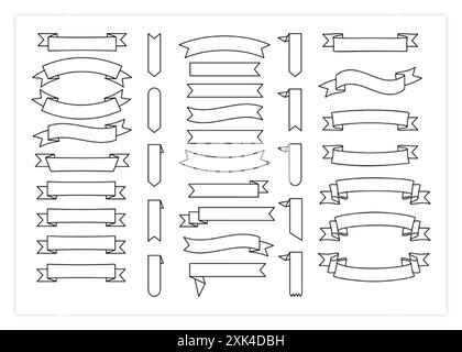 Schwarzes Band Vorlage Banner Vektor Sammlung Illustration. Große Sammlung von Farbbändern in verschiedenen Formen und geschwungenen Etiketten mit leeren Stellen für Stock Vektor