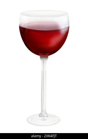 Ein Glas Rotwein auf weißem Hintergrund Stockfoto