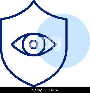 Schild und Auge. Überwachung, Sicherheit und sichere Nutzung des Internets. Symbol für Pixelperfekte, bearbeitbare Kontur Stock Vektor