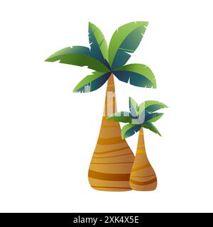 Zwei Pflanzen vom tropischen Strand, große und kleine exotische Palmenvektorillustration Stock Vektor