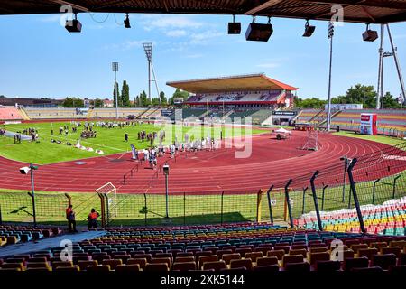 Stimmungsbild Friedrich Ludwig Jahn Stadion, GER, Berlin Thunder vs. Vienna Wikings, American Football, Saison 2024, European League of Football, elf, Woche 9, 21.07.2024, Foto: Eibner-Pressefoto/ Claudius Rauch Stockfoto