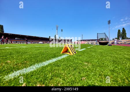 Stimmungsbild Friedrich Ludwig Jahn Stadion, GER, Berlin Thunder vs. Vienna Wikings, American Football, Saison 2024, European League of Football, elf, Woche 9, 21.07.2024, Foto: Eibner-Pressefoto/ Claudius Rauch Stockfoto