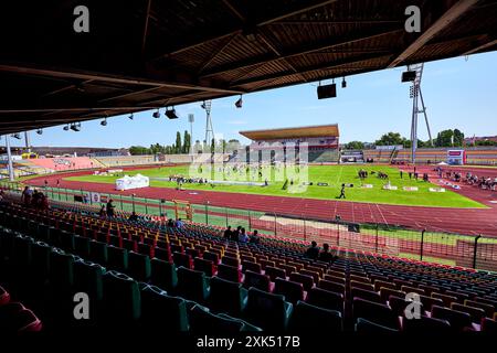 Stimmungsbild Friedrich Ludwig Jahn Stadion, GER, Berlin Thunder vs. Vienna Wikings, American Football, Saison 2024, European League of Football, elf, Woche 9, 21.07.2024, Foto: Eibner-Pressefoto/ Claudius Rauch Stockfoto