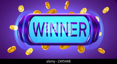 Neon-Spielautomat gewinnt den Jackpot. 777 Gewinner. Casino-Jackpot. Vektorabbildung Stock Vektor