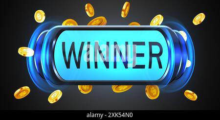 Der schwarze Spielautomat gewinnt den Jackpot. 777 Gewinner. Casino-Jackpot. Vektorabbildung Stock Vektor