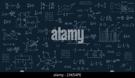 Handgezeichneter dunkelblauer technischer Hintergrund Stock Vektor