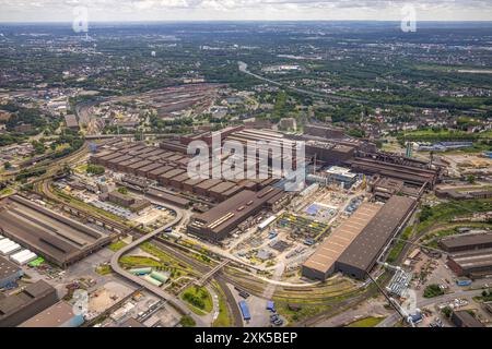 Luftbild, Duisburg-Nord, Werk Thyssen Krupp Steel Europe AG und Baustelle, Werkshafen Schwelgern, Marxloh, Duisburg, Ruhrgebiet, Nordrhein-Westfalen, Deutschland ACHTUNGxMINDESTHONORARx60xEURO *** Luftansicht, Duisburg Nord, Werk- und Baustelle der Thyssen Krupp Steel Europe AG, Werkshafen Schwelgern, Marxloh, Duisburg, Ruhrgebiet, Nordrhein-Westfalen, Deutschland ATTENTIONxMINDESTHONORARx60xEURO Stockfoto