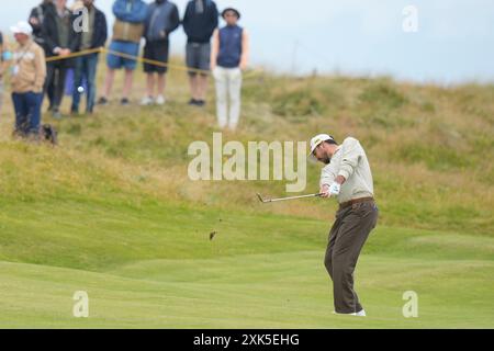 Troon, South Ayrshire, Schottland, Vereinigtes Königreich. 21. Juli 2024; Royal Troon Golf Club, Troon, South Ayrshire, Schottland; die Open Championship Final Round; Jason Day spielt auf die zweite grüne Runde Credit: Action Plus Sports Images/Alamy Live News Stockfoto