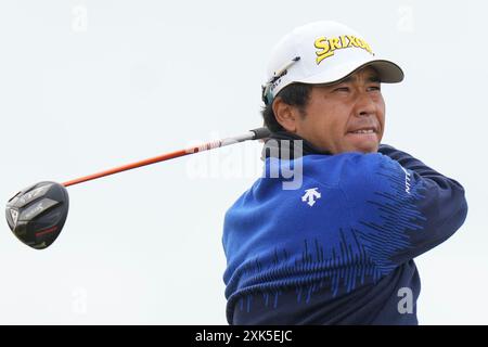 Troon, South Ayrshire, Schottland, Vereinigtes Königreich. 21. Juli 2024; Royal Troon Golf Club, Troon, South Ayrshire, Schottland; The Open Championship Final Round; Hideki Matsuyama auf dem 15. Tee Credit: Action Plus Sports Images/Alamy Live News Stockfoto