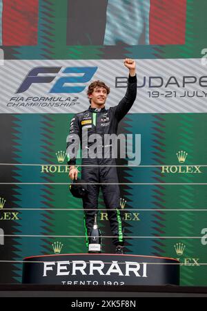 Mogyorod, Hongrie. Juli 2024. ANTONELLI Andrea Kimi (ita), Prema Racing, Dallara F2 2024, Porträt, Podium während der 9. Runde der FIA Formel-2-Meisterschaft 2024 vom 19. Bis 21. Juli 2024 auf dem Hungaroring, in Mogyorod, Ungarn - Foto DPPI Credit: DPPI Media/Alamy Live News Stockfoto