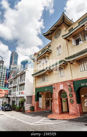 Malerisches Gebäude im chinesischen Stil an der Club Street in Singapur Stockfoto