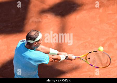 Bastad, Schweden. 21. Juli 2024. Spanier Rafael Nadal am 21. juli 2024 im Finale der Männer gegen den portugiesischen Nuno Borges bei den Nordea Open in Båstad, Schweden. Foto: Björn Larsson Rosvall/TT/Code 9200 Credit: TT News Agency/Alamy Live News Stockfoto