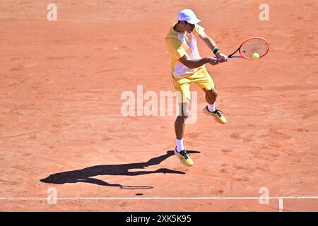 Bastad, Schweden. 21. Juli 2024. Portugal Nuno Borges am 21. Juli 2024 im Finale der Männer gegen Rafael Nadal in Spanien bei den Nordea Open in Båstad, Schweden. Foto: Björn Larsson Rosvall/TT/Code 9200 Credit: TT News Agency/Alamy Live News Stockfoto