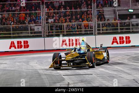 London, Großbritannien. Juli 2024. Stoffel VANDOORNE, DS Automobiles Penske, im Qualifying während der HANKOOK ABB Formel-E-Weltmeisterschaft 2023 in London in Excel. Quelle: LFP/Alamy Live News Stockfoto