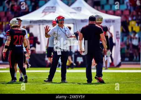 Johnny Schmuck (Berlin Thunder, Head Coach) enttaeuscht, GER, Berlin Thunder vs. Vienna Vikings, American Football, Saison 2024, European League of Football, elf, Woche 9, 21.07.2024, Foto: Eibner-Pressefoto/ Claudius Rauch Stockfoto