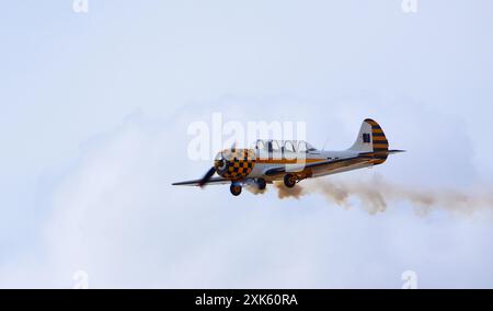 Oldtimer Yakovlev Yak-52 Flugzeug im Flug Stockfoto